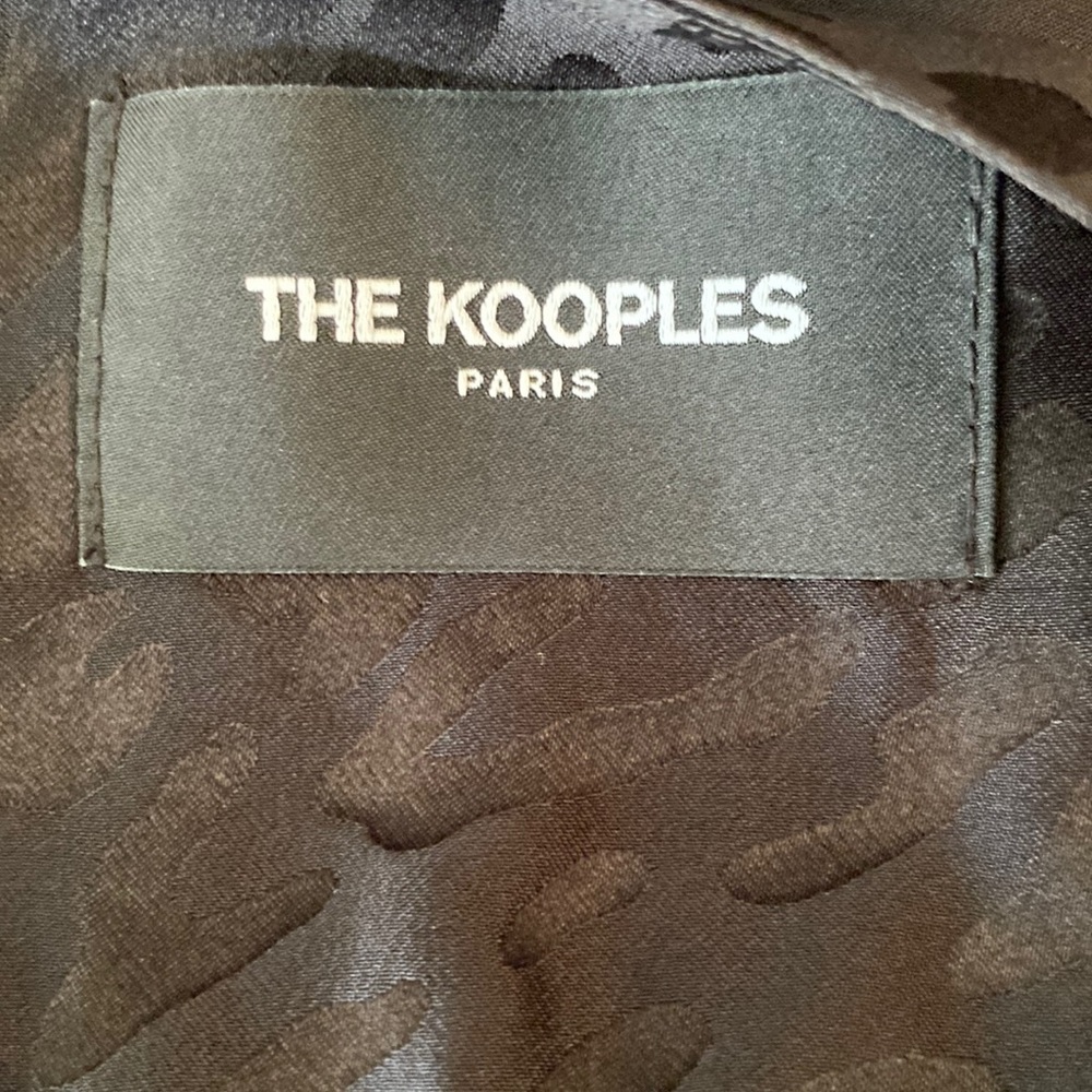 The Kooples Black Silk Leopard Print Faux Wrap Cropped Peplum Blouse - M - Picture 9 of 12